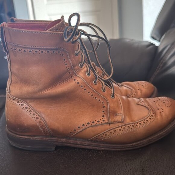 Allen Edmonds "DALTON" Men's Leather Wingtip Dress Boots 10D Walnut - Picture 8 of 16